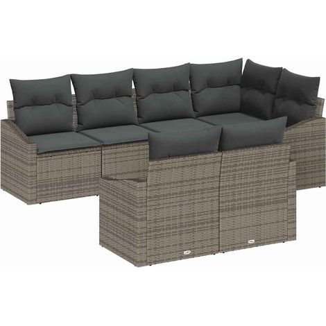 Maison Exclusive - Sofa Set mit Kissen 7 pcs Grau Poly Rattan
