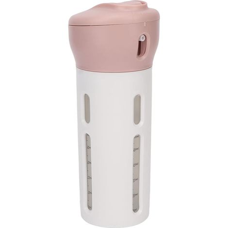 Distributeur de Voyage 4 en 1, Distributeur de Liquide 4 en 1, Récipient de Voyage Portable Rechargeable étanche et Peu Encombrant avec Autocollant pour Shampoing et Revitalisant (Rose) (1/5)