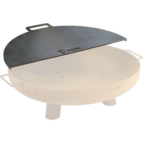 BBQ-Toro Karbonstahl Grillplatte für Ø 70 cm Feuerschalen, Halbrund mit Griff, Grau (1/5)