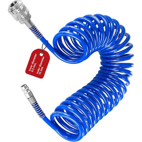 Air Compressor Hose 11 Bar, 0.8 x 10 mm Flexible Air Compressor with Quick Coupling 1/4 Inch, 5 m Pneumatic Hose, Blue, for Compressed Air Supply (1/5)