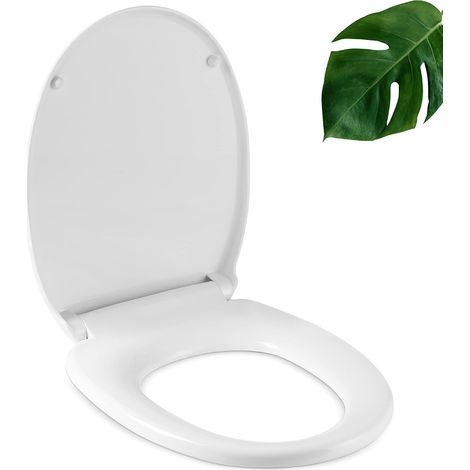 Asiento de inodoro con función de cierre suave, asiento de inodoro antibacteriano con mecanismo de cierre rápido, fácil de instalar y limpiar, higiénico y cómodo, blanco. (1/5)
