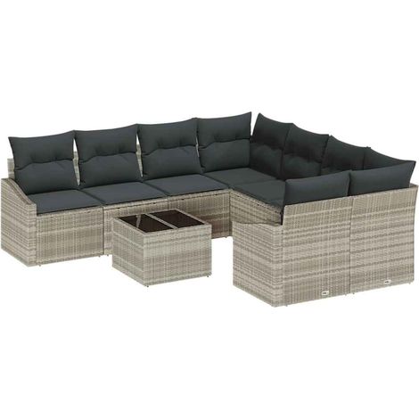 Maison Exclusive - Juego de Sofá 9 pcs Gris Claro y Gris Oscuro r (1/5)