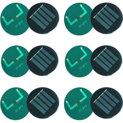 Set mit 6 runden polykristallinen Silizium Solarzellen, Mini Solarmodulen, für leichte Spielzeugladegeräte, kleine Solarzellen usw., 42 x 42 mm, (1/5)