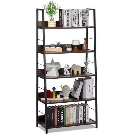 VEVOR Metal Bookshelf, 5-Tier Industrial Bookcase, Tall Wide Rustic Vintage Storage Bookshelf with Open Shelves, Freestanding Display Shelving Unit Storage Rack, for Living room, Bedroom & Office (1/5)