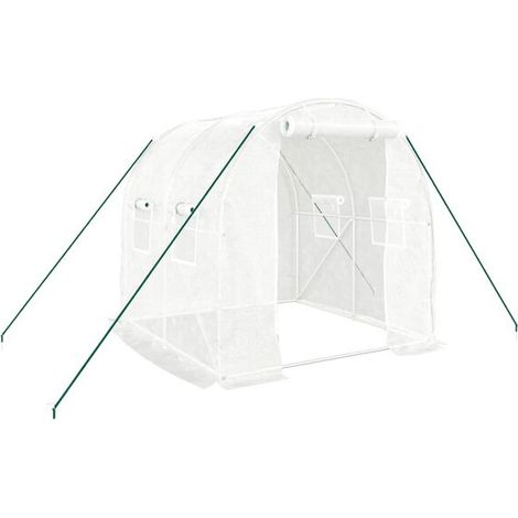 Serre à structure en acier blanc, 4 mètres carrés, 2 x 2 x 2 mètres (1/5)