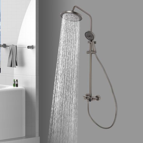 Colonne de Douche Thermostatique Inox Pluie Tropicale Pommeau Réglable Hauteur Protection Anti Brûlure Économie d'Eau Installation Rapide Ensemble de Douche avec Mitigeur (1/5)