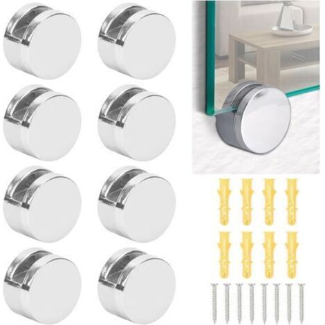 8 Pieces Zinc Alloy Mirror Clips, Wall Mount Bracket for 3-7mm Thick Mirror and Glass, with 8 Stainless Steel Screws and 8 Dowels (1/5)