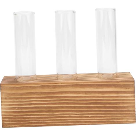 Vase à Fleurs en Verre et Bois Marron Rétro Fond Stable pour Décoration Maison et Arrangements Floraux Bureau ou Table (1/5)