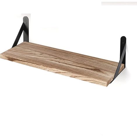 Étagère murale en bois massif, style nordique, étagère murale à un seul panneau, étagère de rangement décorative pour chambre/salon, 40×15cm (support inclus). (1/4)