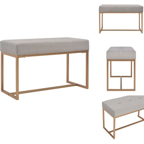 Bank 80 cm Grau Samt - Samtbank - Wohnzimmer Dekoration - Flurbank - Beistelltisch - Couchtisch (1/5)