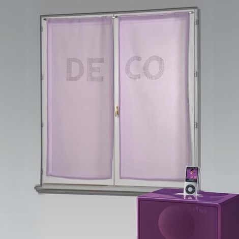 Paire de voilages avec strass 'DECO' Violet parme 60x130 cm