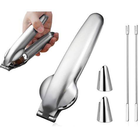 2PCS Pince à Châtaignes, Coupe-Châtaignes, Inoxydable Châtaigne Clip, Ouvre Chataigne, Casse Chataignes, Ouvre-Noix, Aiguille à Crabe + Protège-doigts de Cuisine, pour Châtaignes, Noix (1/5)