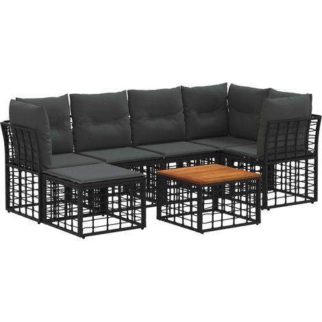vidaXL Set di divani da esterno 7 pcs Nero e Grigio scuro