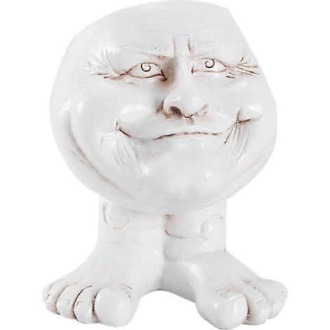 Sculpture en résine à visage amusant dans un pot de fleurs C-- (1/5)