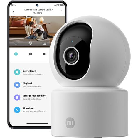 Caméra Intérieure, 2K 3MP à 360°, Caméra de Surveillance, Alexa (1/5)