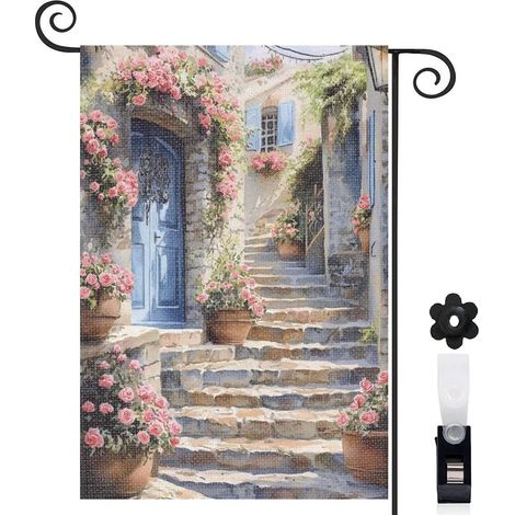 Drapeau de jardin extérieur décoration maison toile résistante double face 30 x 45 cm pour jardin maison (1/5)