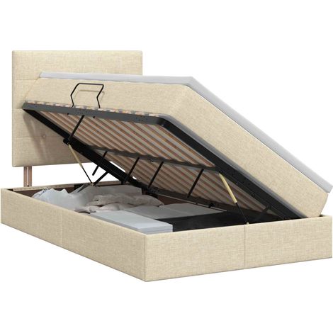 Lit avec rangement et matelas Crème 120 x 190 cm tissu vidaXL (1/5)