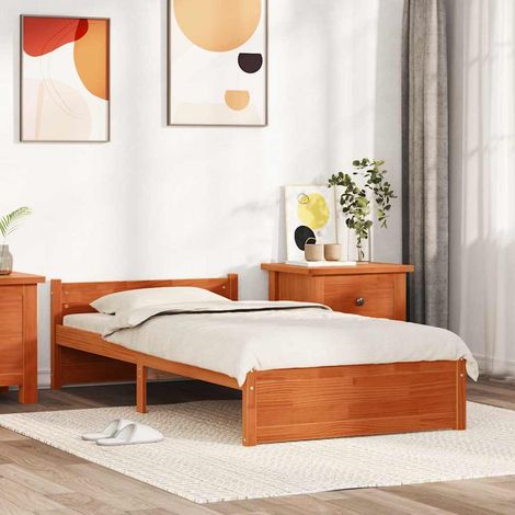 Estructura de cama con cabecera Marrón cera 75 x 190 cm