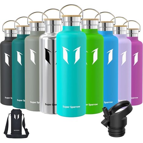 Bouteille isotherme inox 350ml-1L, 2 bouchons, sans BPA, étanche (1/5)