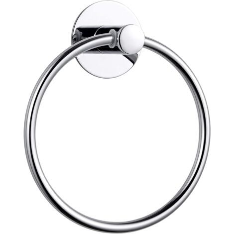 Anneau porte-serviette adhésif pour salle de bain, anneau porte-serviette solide, acier inoxydable, chrome-2 pièces (1/5)