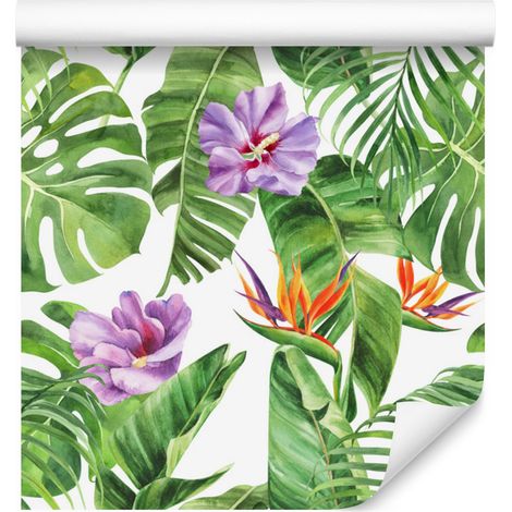 Carta da parati con splendidi fiori esotici per soggiorno e camera da letto, 50x1000 cm. (1/5)