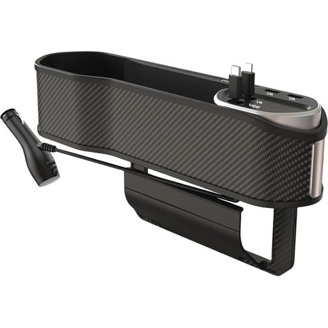 (B avec chargeur) Organisateur de siège auto 10 W avec porte-gobelet, port USB Type-C, poche latérale pour console centrale avant, chargeur rapide sans fil (1/5)