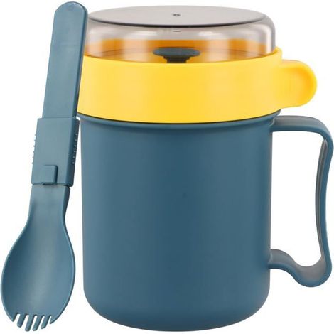 Tasse de Céréales de 500 ml, Gobelet à Céréales Bol Muesli a Emporter, Pots Yaourts avec Couvercle, Récipient Alimentaire (bleu) (1/5)