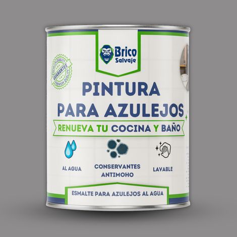 Pintura para Azulejos de Baño y Cocina, al Agua, Fácil Aplicación, Gris Cálido, MATE, 4 Litros