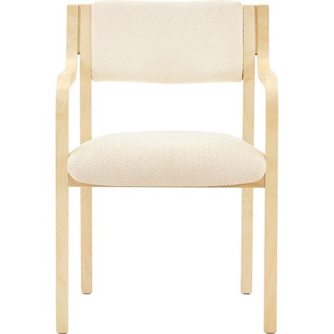 Lot de 2 chaises de salle à manger avec accoudoirs en bois cintré et tissu teddy, style scandinave (1/5)