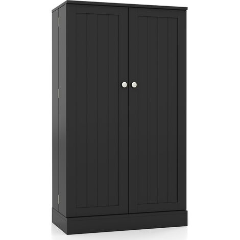 Armadietto dispensa alto 104 cm ante ripiani regolabili credenza autoportante soggiorno Nero (1/5)