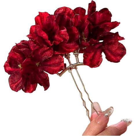 Bâtonnet à cheveux fleuri – Fleur bleue élégante – Idéal pour les fêtes et les vacances – Unique et artistique (1/5)
