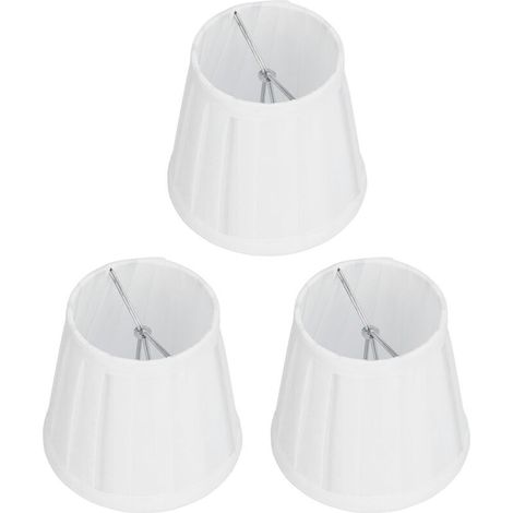 Jeffergarden 3 pièces abat-jour en tissu E14 Clip sur couvercle de lampe en tissu pour lustre applique bureau décor à la maison (blanc)-DOU