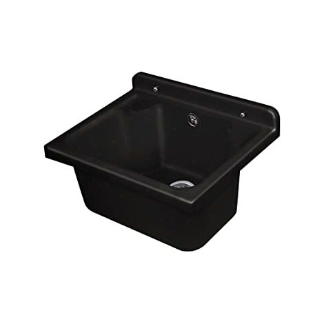 Negrari Lavandino Pilozzo a Muro in Resina, Resistente agli acidi di uso comune, Resistente all'umidità, Kit di scarico incluso, L42 x P34 x H21, Nero Glitterato (1/4)