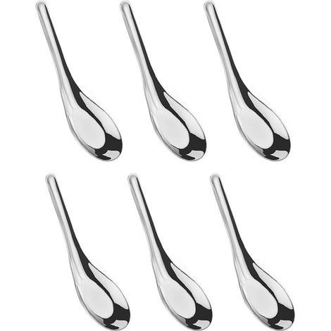 Cucharas de sopa de acero inoxidable – juego de 6 cucharas soperas, pulidas a espejo – cucharas para sopa, caldo, postre y cereales (1/5)