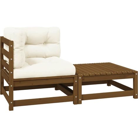 2-tlg. Garten-Lounge-Set Kissen Honigbraun Massivholz Kiefer