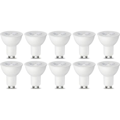 Spot LED type GU10, 5.5W (équivalent ampoule incandescente de 50W), blanc chaud, dimmable, 10 Unité (Lot de 1) (1/4)