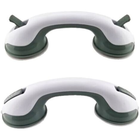 Barres d'appui pour salle de bain (lot de 2) avec ventouses 30 cm - poignée sûre, sans perçage, convient aux douches et baignoires - antidérapantes, adaptées aux personnes âgées et aux enfants, vertes (1/4)