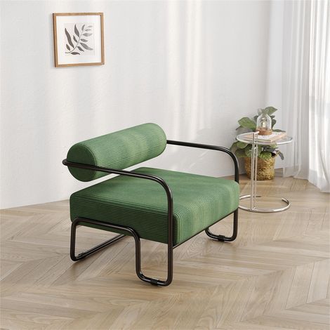 Fauteuil Lounge Moderne en Velours Côtelé - 68.5 x 73 x 70.5 cm - Chaise de Salon Design Industriel avec Pieds Métal - Vert
HTML (1/5)