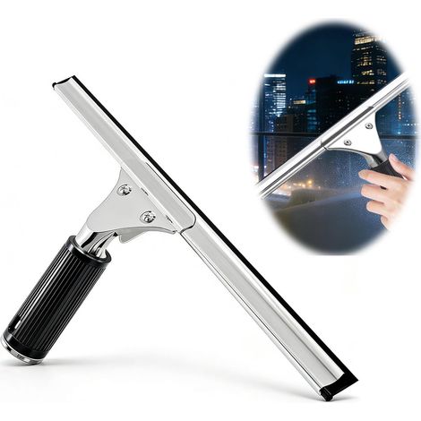 Raclette à vitres 35 cm - Raclette à vitres professionnelle - Raclette à vitres en acier inoxydable - Nettoyage professionnel des vitres - Sans traces - Pour vitres, miroirs, carrelages et toutes surf (1/5)