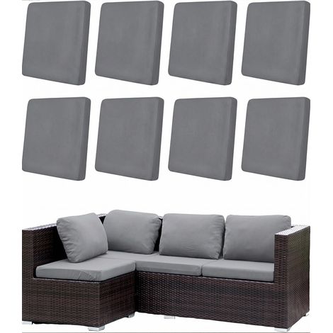 Housses de Coussin de Canapé D'extérieur Extensibles Lot de 8, Gris Housses de Coussin de Siège Canapé de Remplacement pour Salon de Jardin, Meubles de Terrasse (1/5)