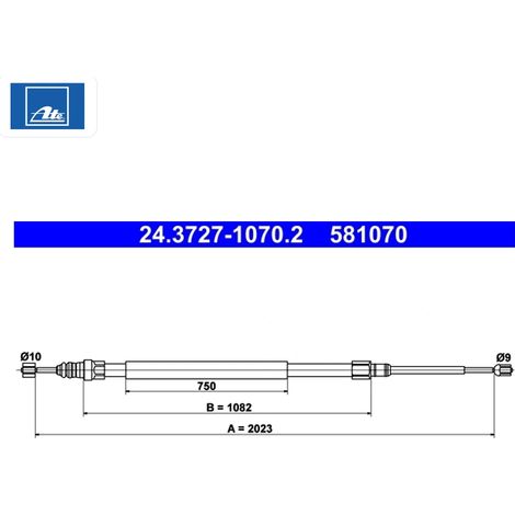 Tirette à câble, frein de stationnement ATE 24.3727-1070.2 RENAULT 82 00 247 041