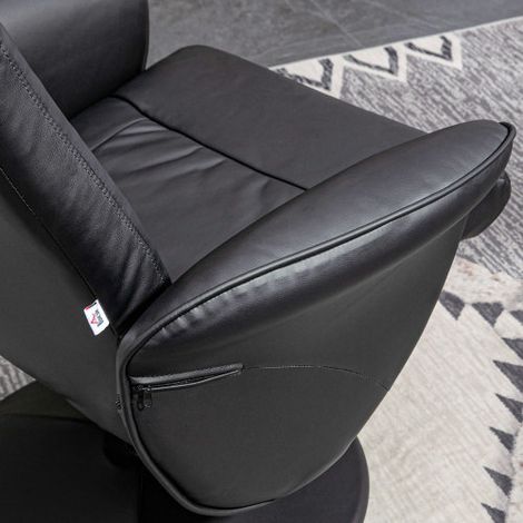 Fauteuil de relaxation avec repose-pieds, fauteuil TV inclinable, fauteuil rembourré pivotant pour salon ou chambre à coucher, similicuir, noir