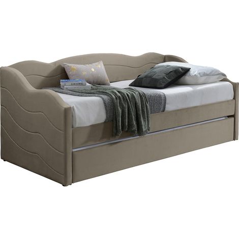 Letto divano a scomparsa 2 x 90 x 190 cm Velluto Beige - LENVIA