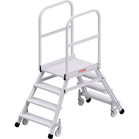 Hymer Podesttreppe fahrbar, beidseitig begehbar, 2x4 Stufen, Standhöhe 0,95 m