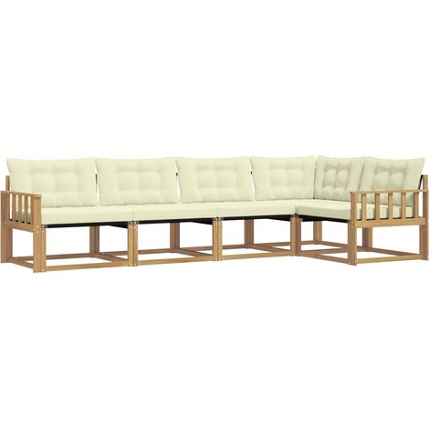 Conjunto de sofás de exterior 5 uds. Blanco y Crema vidaXL (1/5)