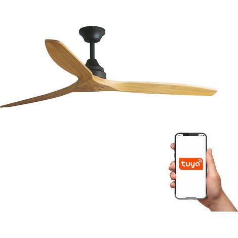Faro Alo Grand système intelligent Tuya à 3 lames, noir mat, bois (1/4)