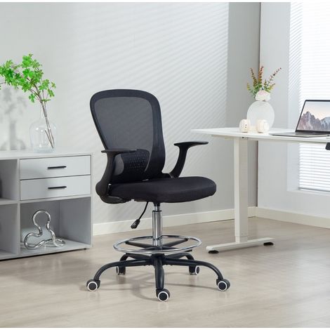 Sedia da ufficio regolabile con poggiapiedi e supporto lombare 62 x 59 x 119 cm nera OKMYHOME (1/5)