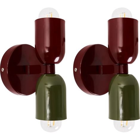 Set di 2 lampade da parete a due luci rosso e verde Topi