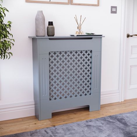 Home Discount – Cache-radiateur Oxford classique gris foncé – H 82 x L 78 x P 19 cm – MDF avec finition thermolaquée – Circulation optimale de la chaleur