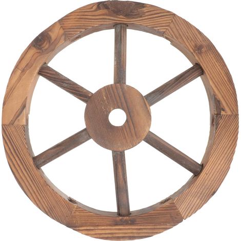 Rustikales Holzwagenrad Vintage Wanddeko Holzrad Décoration pour salon et terrasse (1/5)